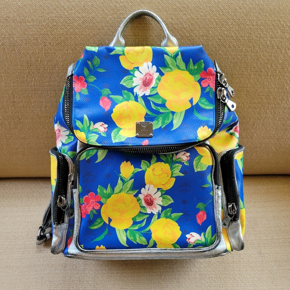 SOLD MCM Paradiso Floral Studded Medium Backpack